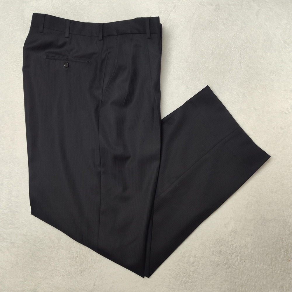 Hart Schaffner Marx Pants Mens 36x32 Gray Wool Herringbone Classic Dress Suit